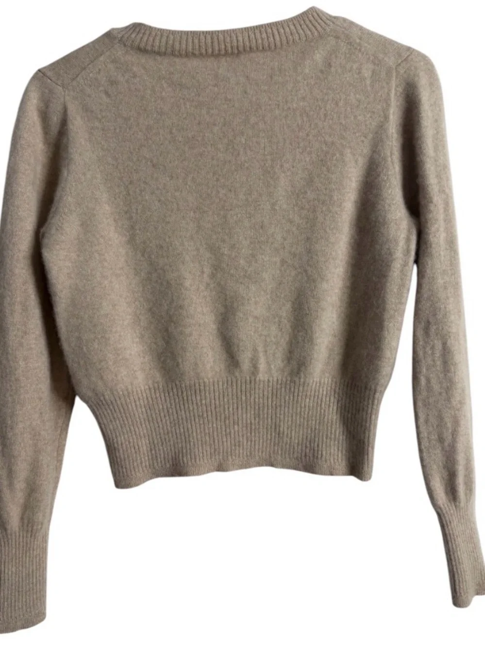 J.Crew Cashmere Cropped Crewneck Sweater Beige Taupe Classic Preppy Quiet Luxury
